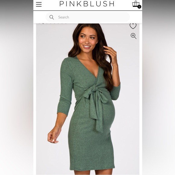 Green Maternity Wrap Dress - Picture 1 of 3